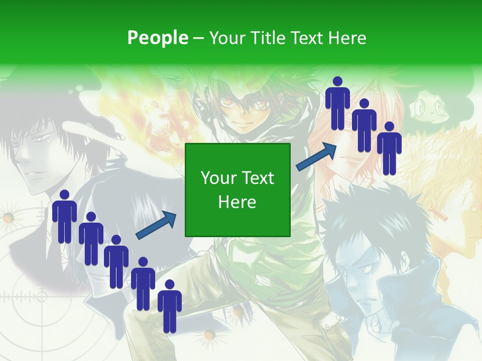 A Group Of Anime Characters With A Green Background PowerPoint Template