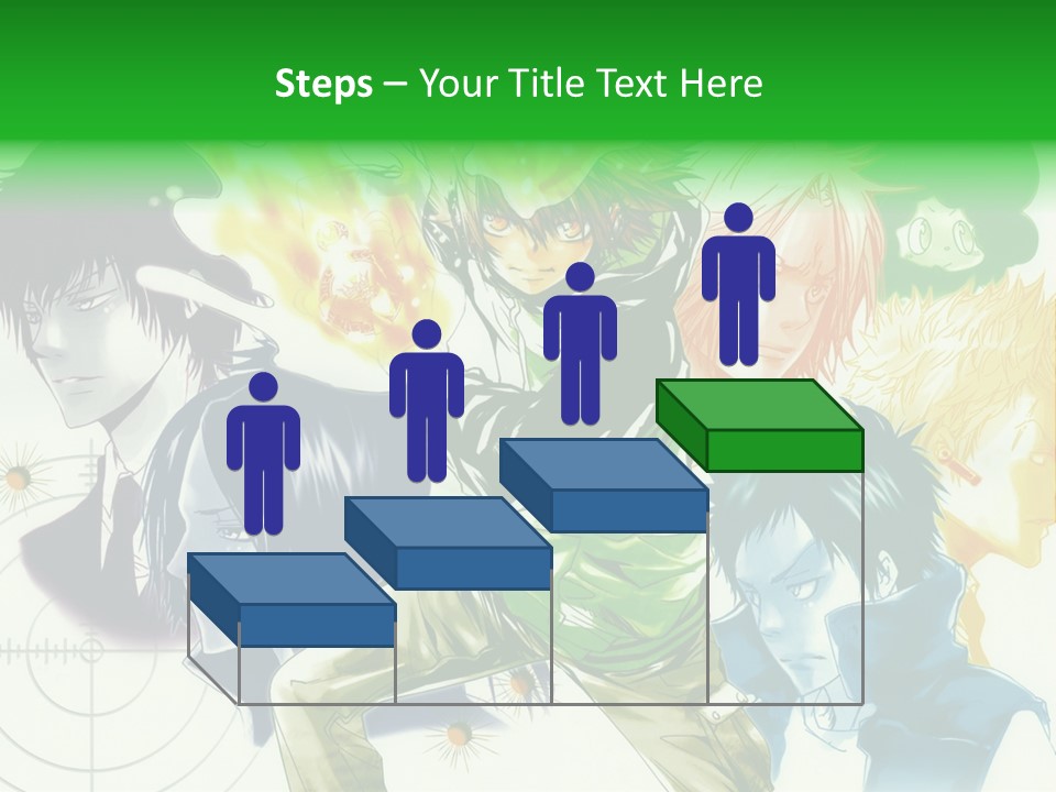 A Group Of Anime Characters With A Green Background PowerPoint Template