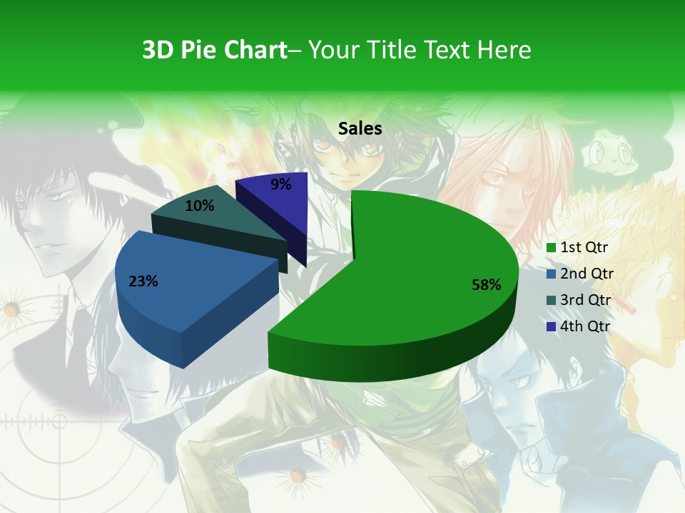 A Group Of Anime Characters With A Green Background PowerPoint Template