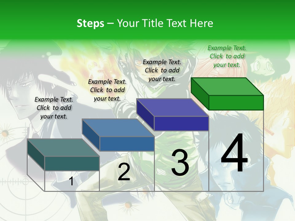 A Group Of Anime Characters With A Green Background PowerPoint Template