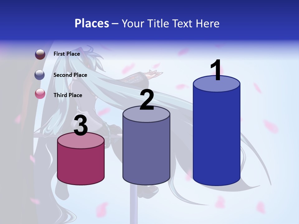 A Woman With Long Blue Hair Standing Next To A Tree PowerPoint Template