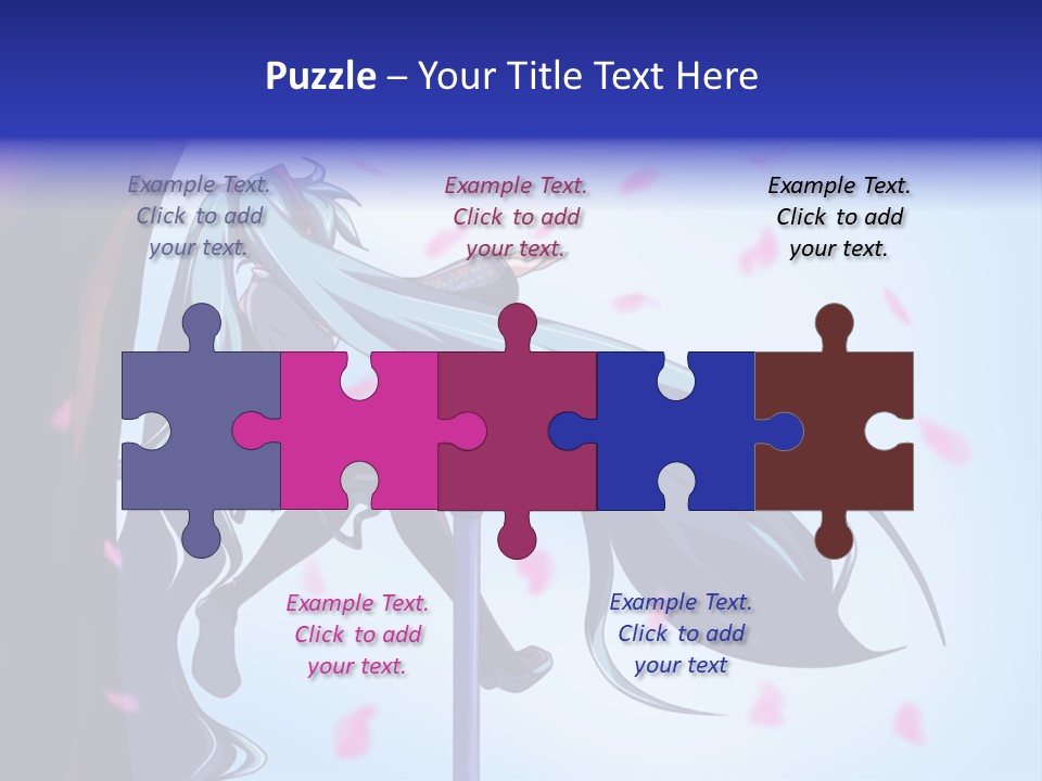 A Woman With Long Blue Hair Standing Next To A Tree PowerPoint Template