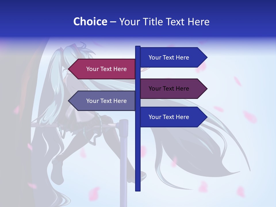 A Woman With Long Blue Hair Standing Next To A Tree PowerPoint Template