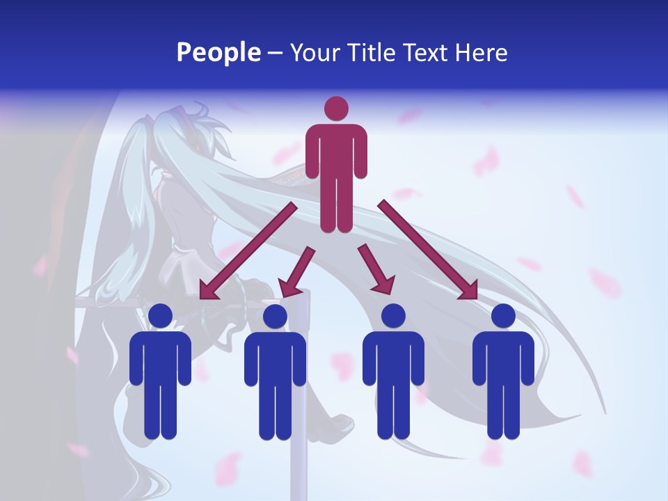 A Woman With Long Blue Hair Standing Next To A Tree PowerPoint Template