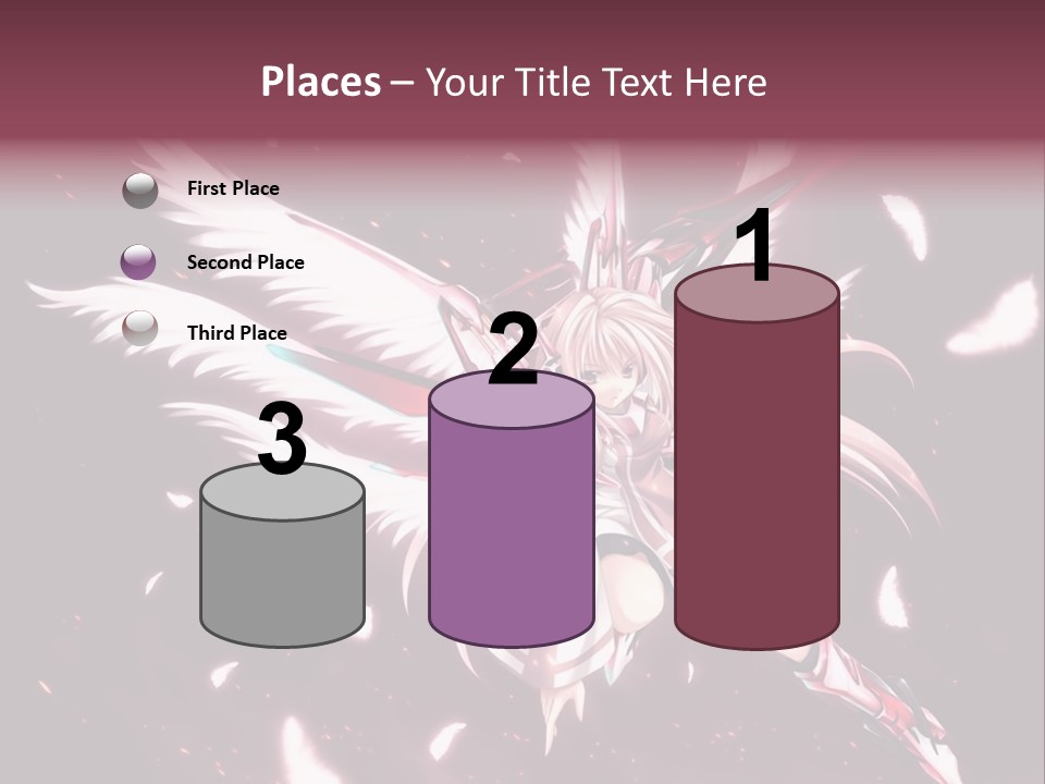 A Girl With White Hair And Angel Wings PowerPoint Template