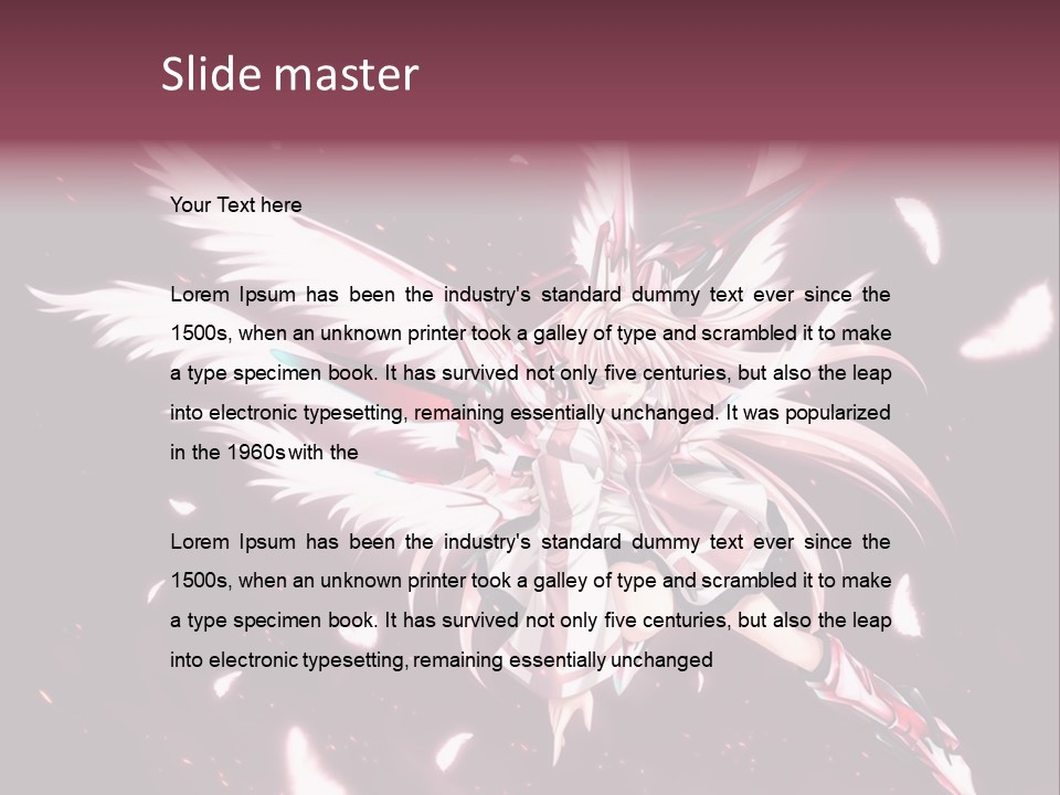 A Girl With White Hair And Angel Wings PowerPoint Template