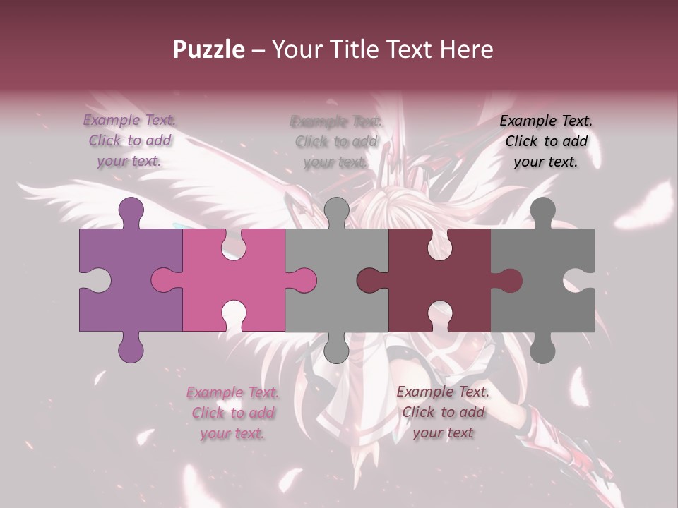 A Girl With White Hair And Angel Wings PowerPoint Template