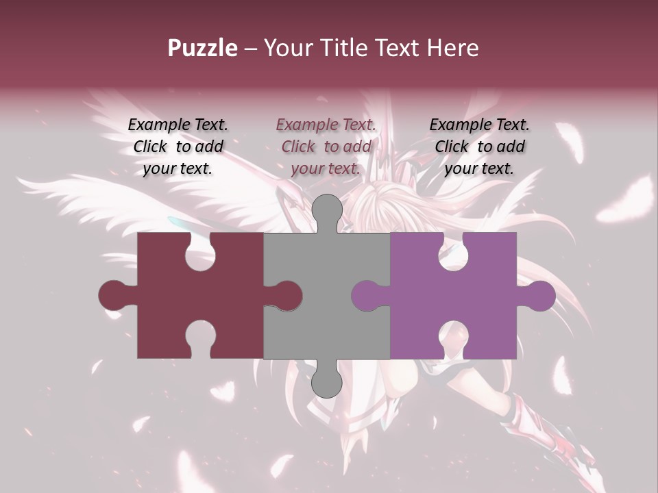 A Girl With White Hair And Angel Wings PowerPoint Template