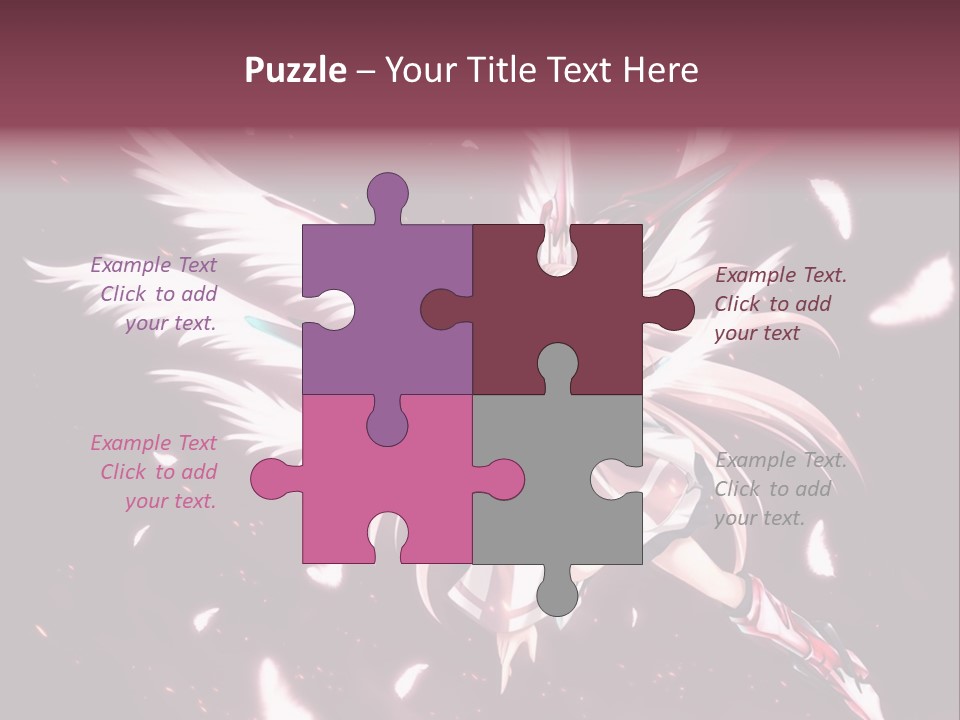 A Girl With White Hair And Angel Wings PowerPoint Template