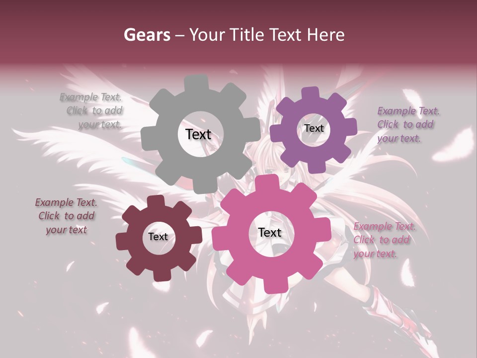 A Girl With White Hair And Angel Wings PowerPoint Template