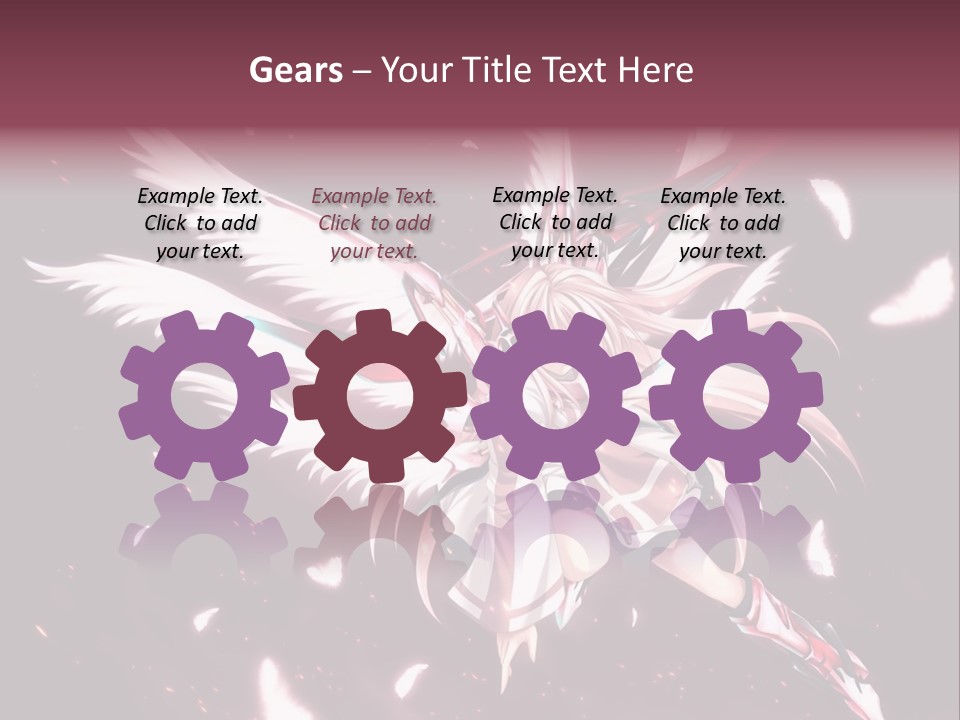 A Girl With White Hair And Angel Wings PowerPoint Template