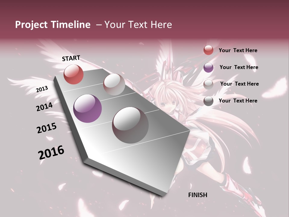 A Girl With White Hair And Angel Wings PowerPoint Template
