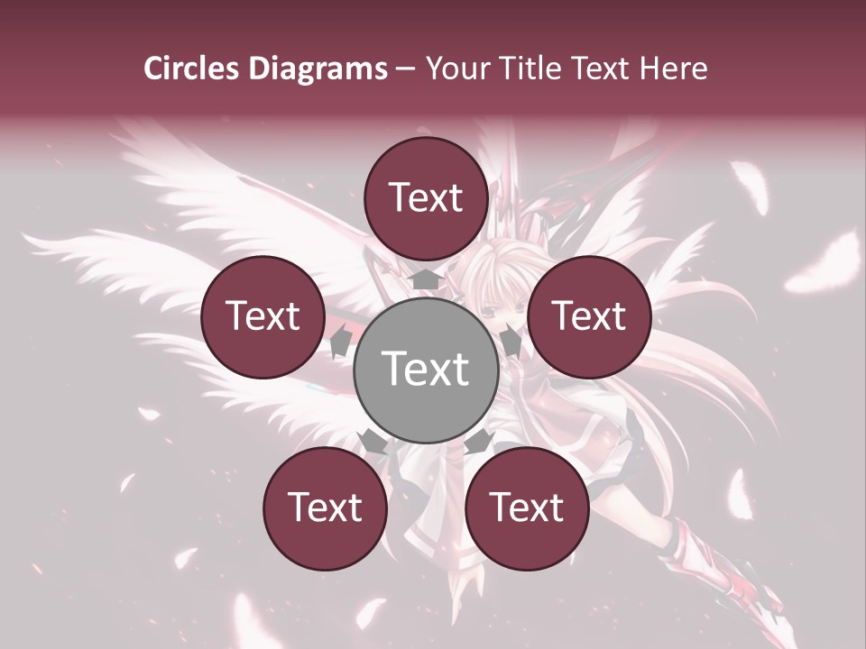 A Girl With White Hair And Angel Wings PowerPoint Template