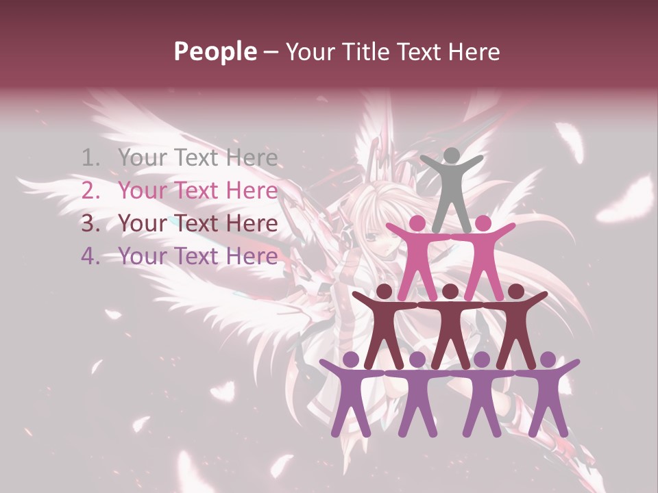 A Girl With White Hair And Angel Wings PowerPoint Template