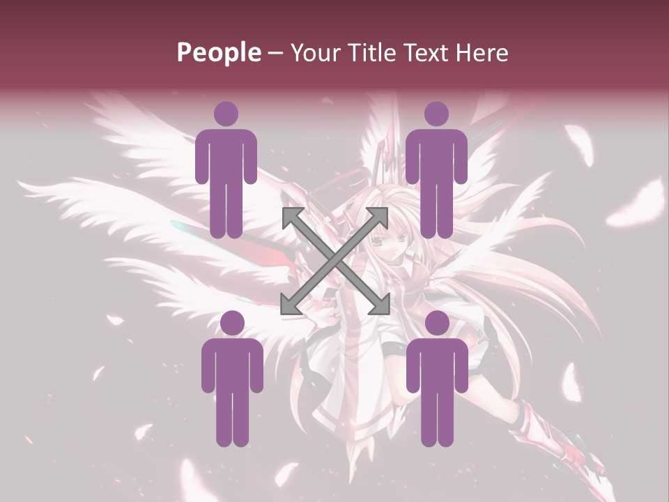 A Girl With White Hair And Angel Wings PowerPoint Template
