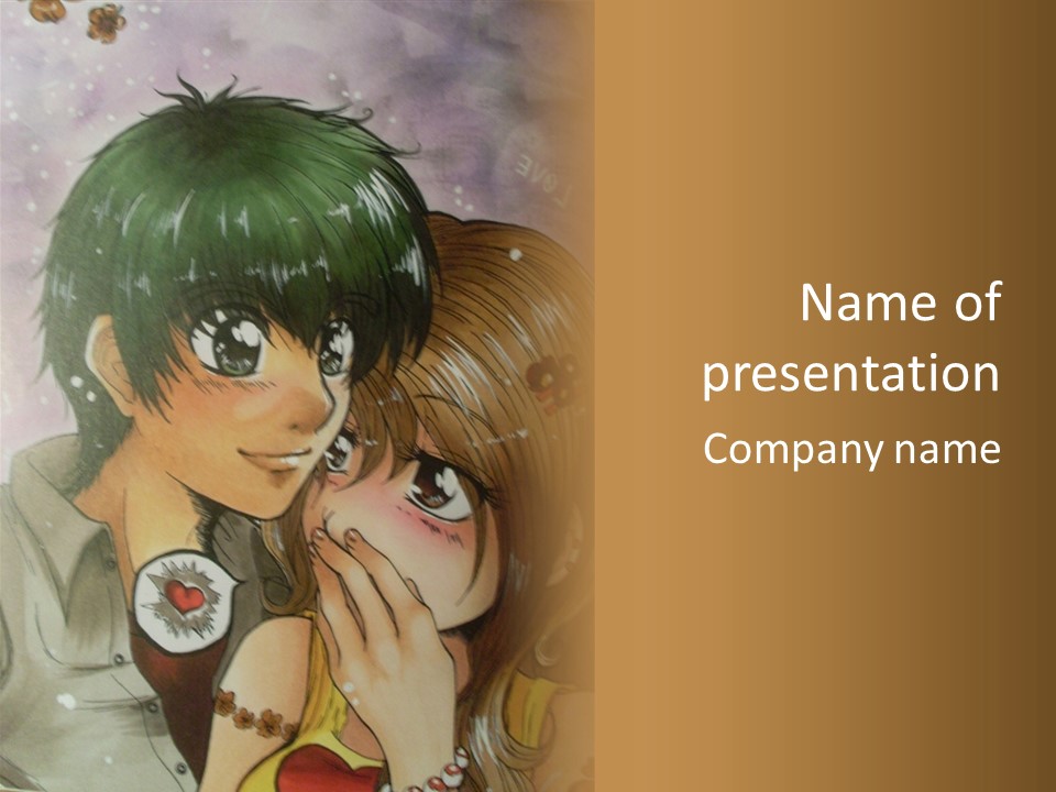 A Couple Of Anime Characters With A Brown Background PowerPoint Template