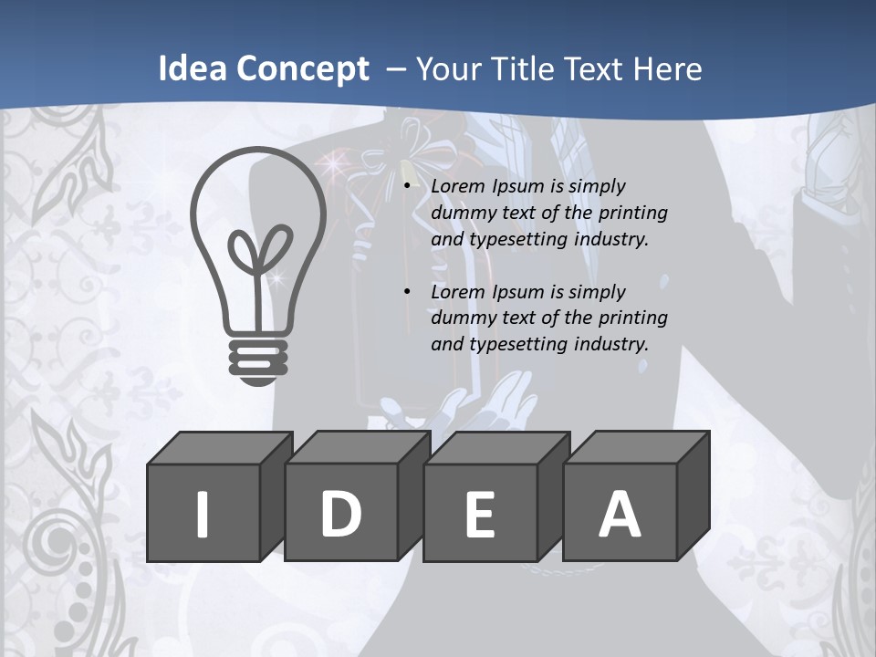 A Man In A Suit Holding A Present Powerpoint Template PowerPoint Template