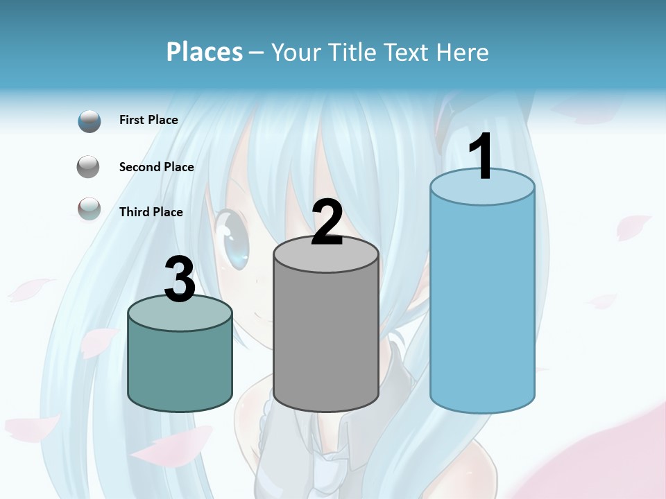 A Anime Girl With Blue Hair And Blue Eyes PowerPoint Template
