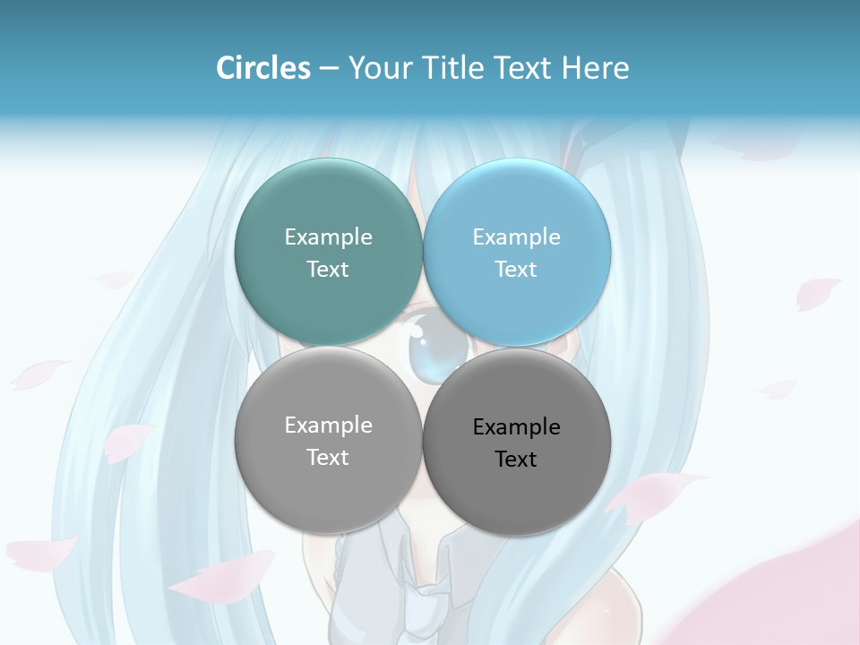 A Anime Girl With Blue Hair And Blue Eyes PowerPoint Template