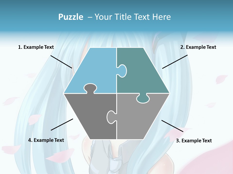 A Anime Girl With Blue Hair And Blue Eyes PowerPoint Template