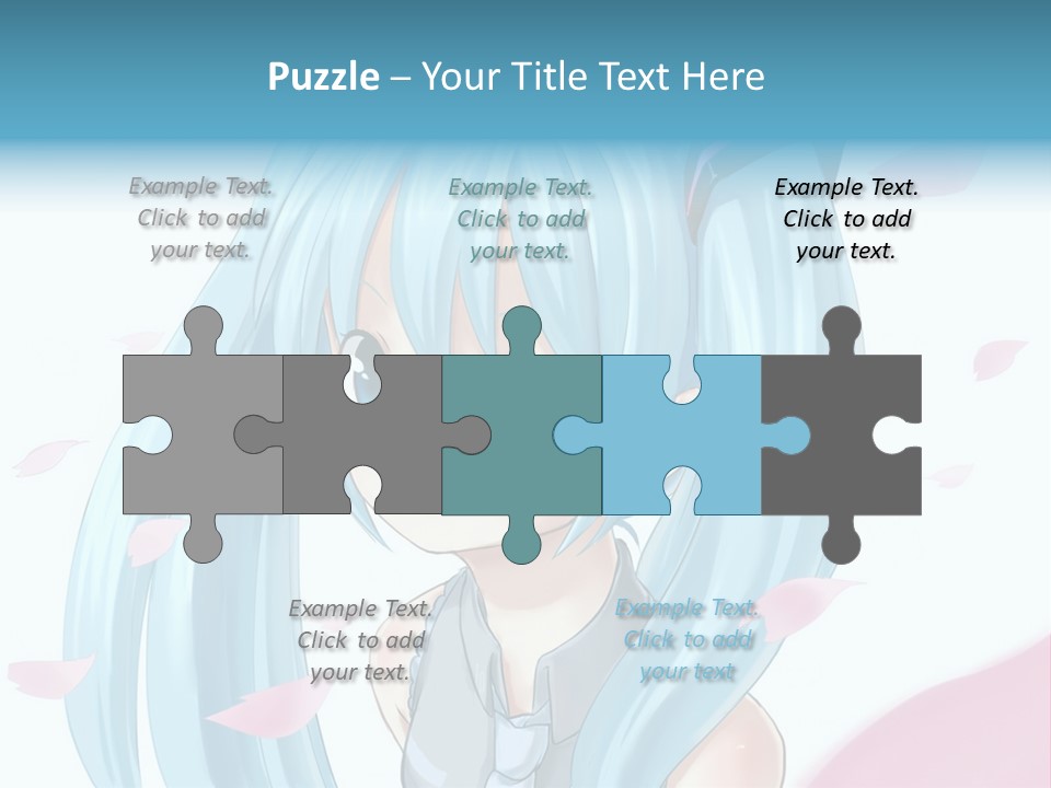 A Anime Girl With Blue Hair And Blue Eyes PowerPoint Template