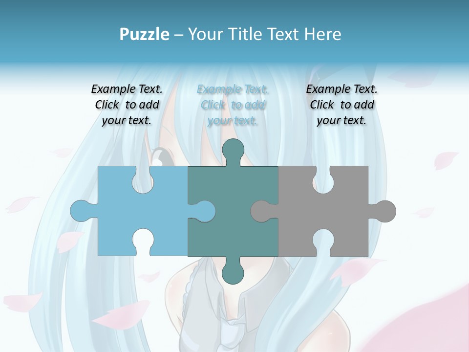 A Anime Girl With Blue Hair And Blue Eyes PowerPoint Template