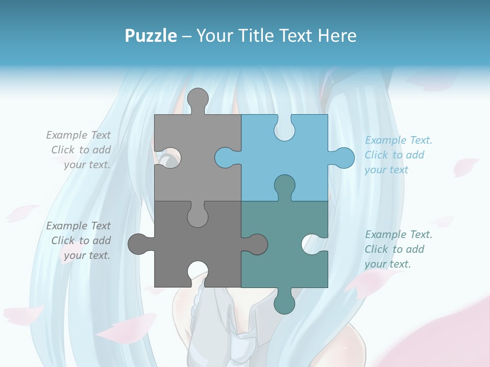 A Anime Girl With Blue Hair And Blue Eyes PowerPoint Template