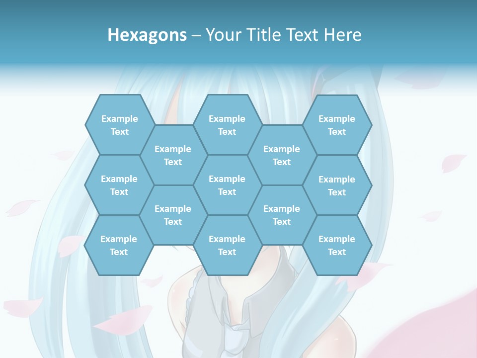 A Anime Girl With Blue Hair And Blue Eyes PowerPoint Template