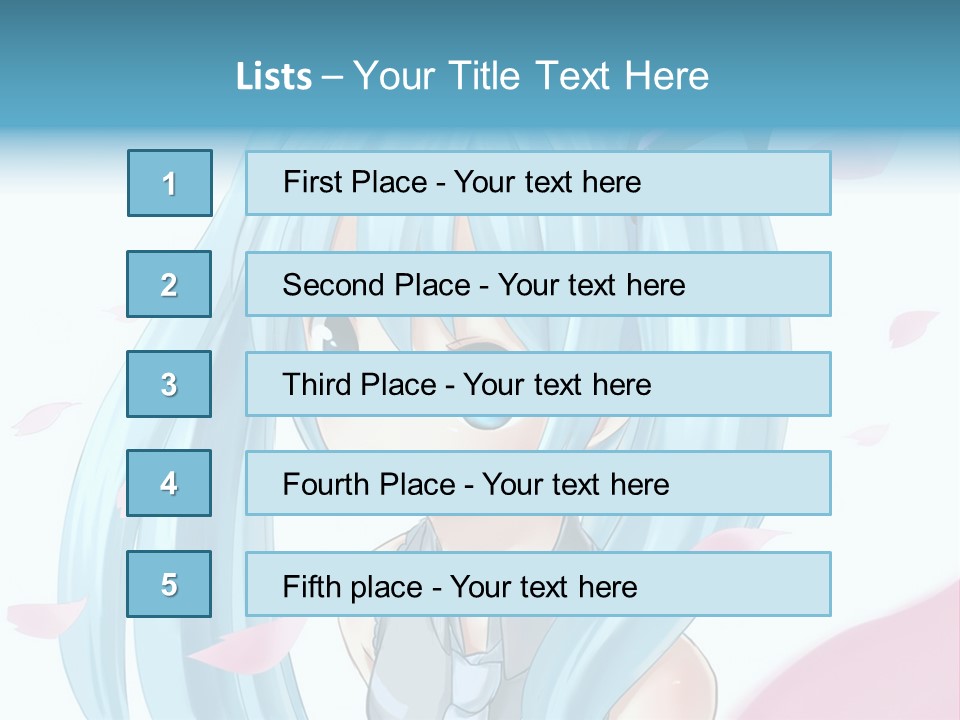 A Anime Girl With Blue Hair And Blue Eyes PowerPoint Template