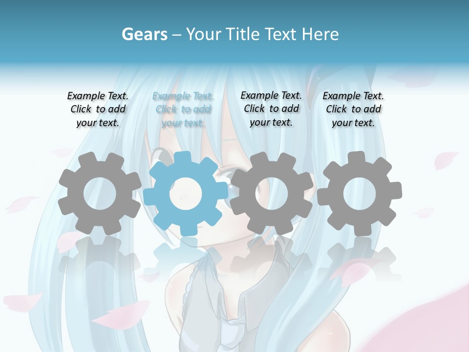 A Anime Girl With Blue Hair And Blue Eyes PowerPoint Template