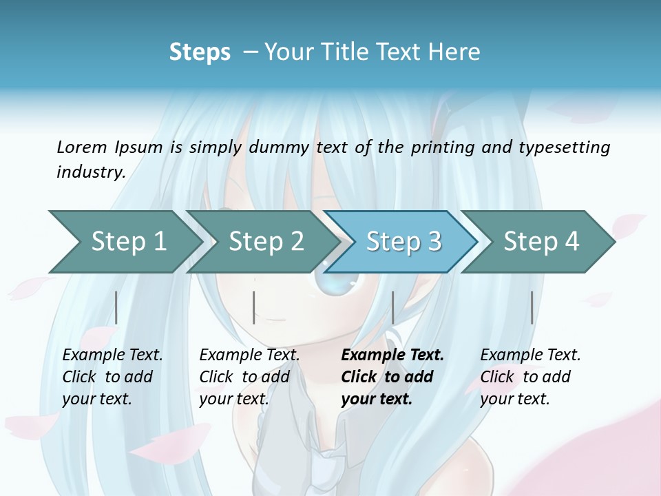 A Anime Girl With Blue Hair And Blue Eyes PowerPoint Template