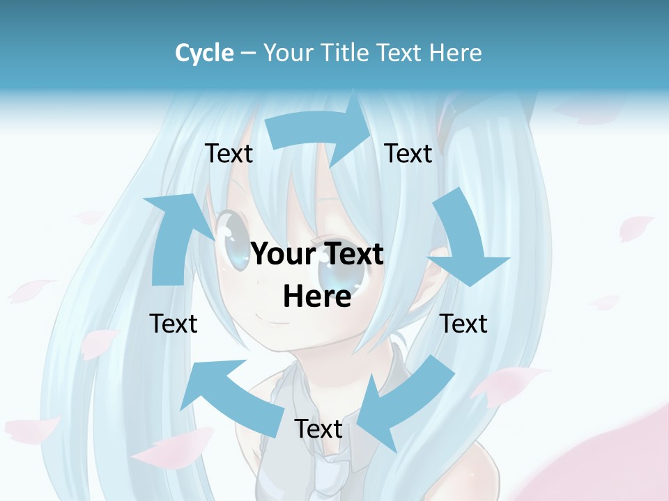 A Anime Girl With Blue Hair And Blue Eyes PowerPoint Template
