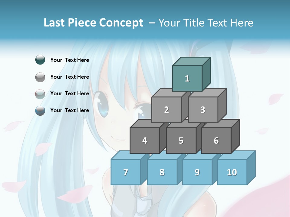 A Anime Girl With Blue Hair And Blue Eyes PowerPoint Template