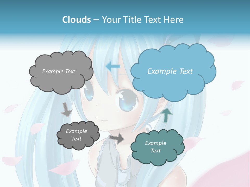 A Anime Girl With Blue Hair And Blue Eyes PowerPoint Template