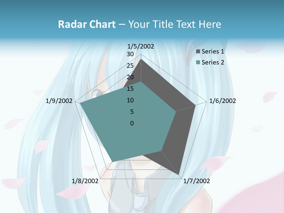 A Anime Girl With Blue Hair And Blue Eyes PowerPoint Template