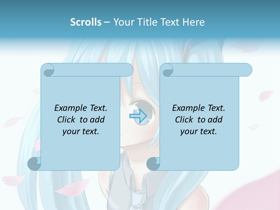 A Anime Girl With Blue Hair And Blue Eyes PowerPoint Template
