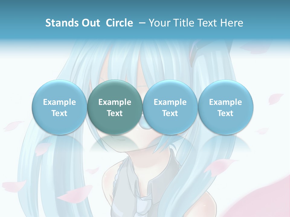 A Anime Girl With Blue Hair And Blue Eyes PowerPoint Template