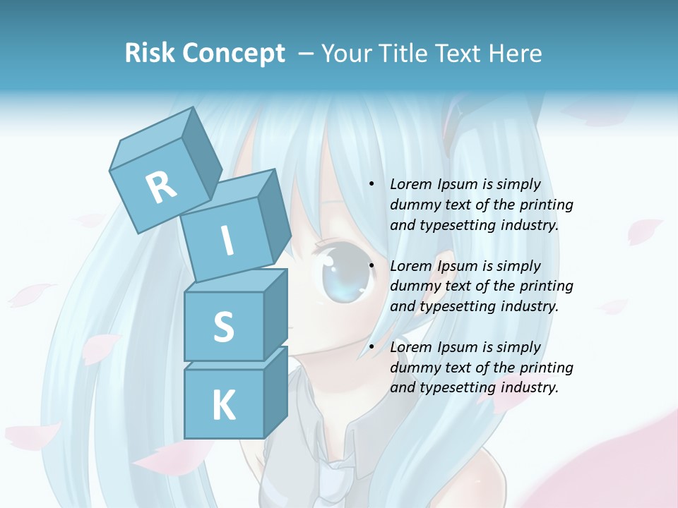 A Anime Girl With Blue Hair And Blue Eyes PowerPoint Template