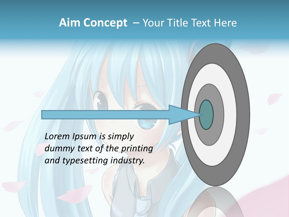 A Anime Girl With Blue Hair And Blue Eyes PowerPoint Template