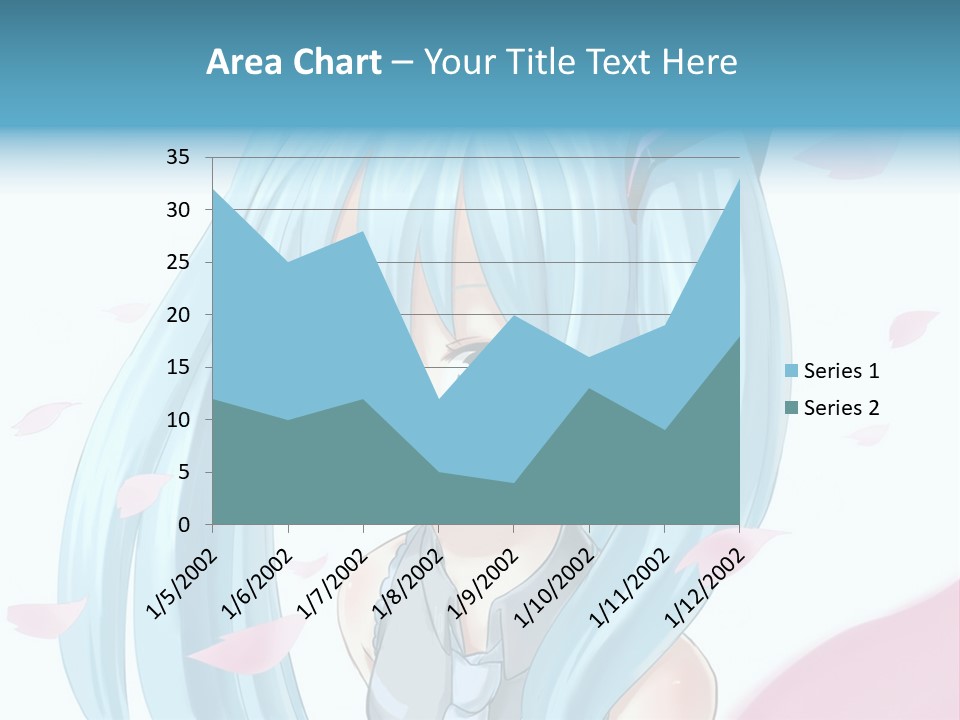 A Anime Girl With Blue Hair And Blue Eyes PowerPoint Template