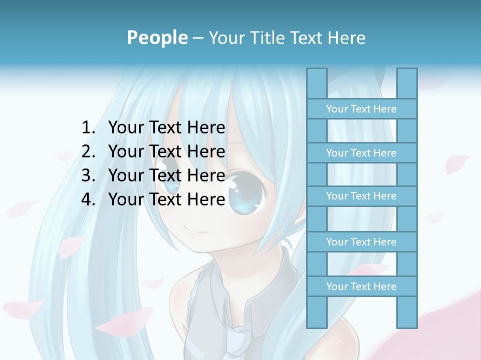 A Anime Girl With Blue Hair And Blue Eyes PowerPoint Template
