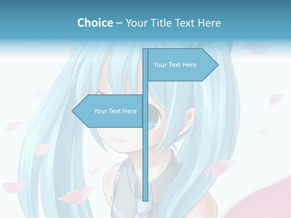 A Anime Girl With Blue Hair And Blue Eyes PowerPoint Template