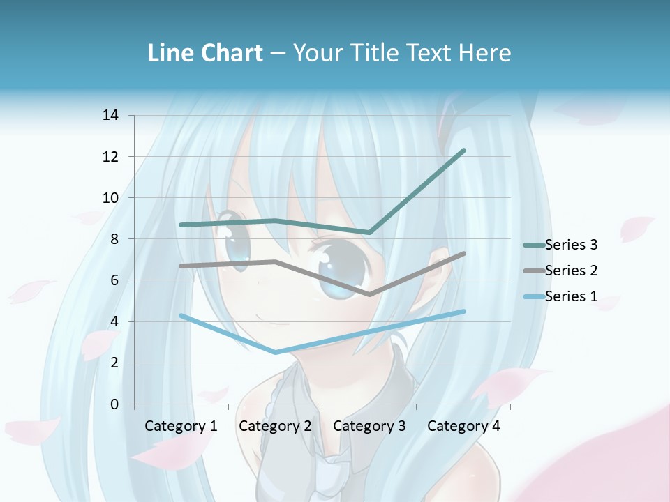 A Anime Girl With Blue Hair And Blue Eyes PowerPoint Template