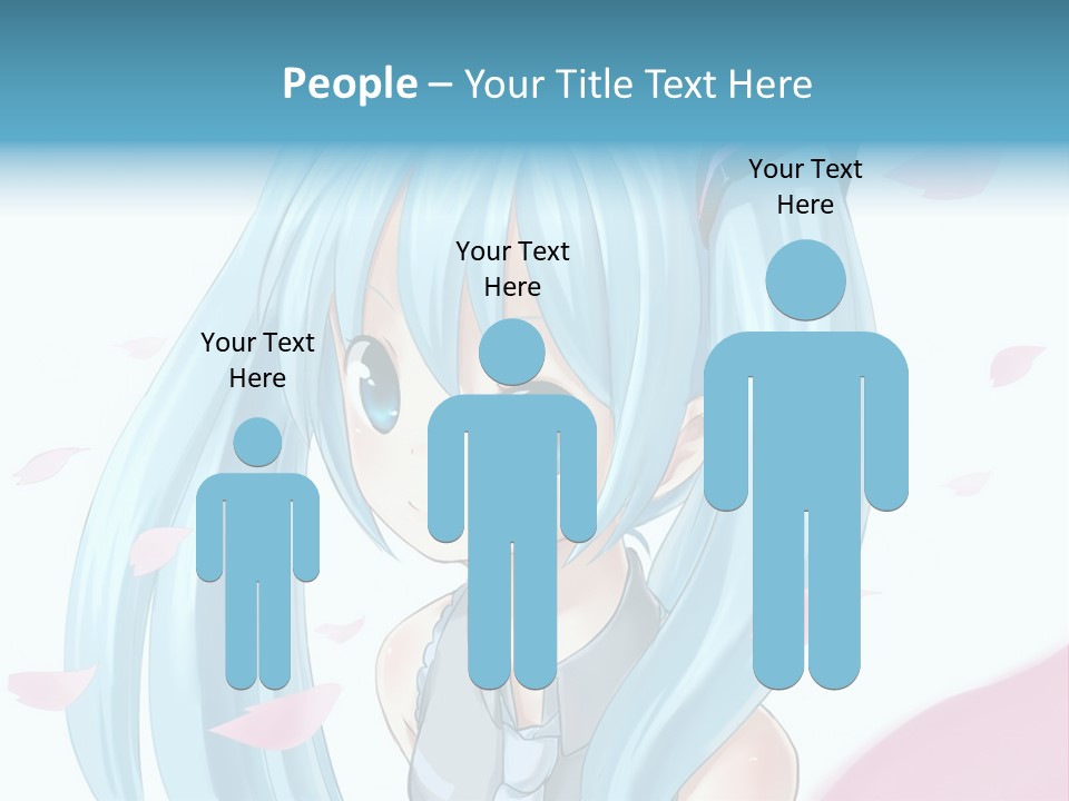 A Anime Girl With Blue Hair And Blue Eyes PowerPoint Template