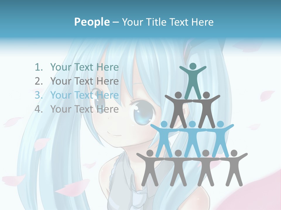 A Anime Girl With Blue Hair And Blue Eyes PowerPoint Template