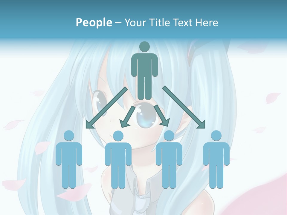 A Anime Girl With Blue Hair And Blue Eyes PowerPoint Template