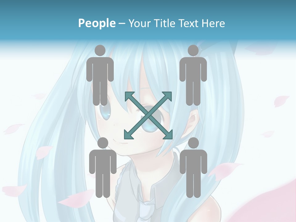A Anime Girl With Blue Hair And Blue Eyes PowerPoint Template