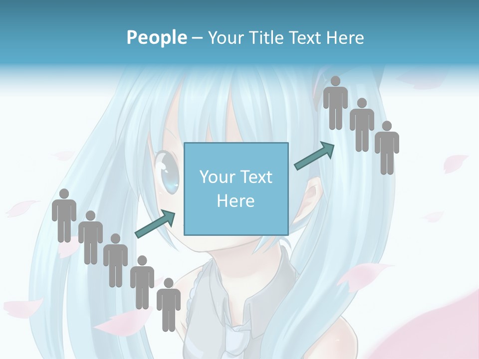 A Anime Girl With Blue Hair And Blue Eyes PowerPoint Template