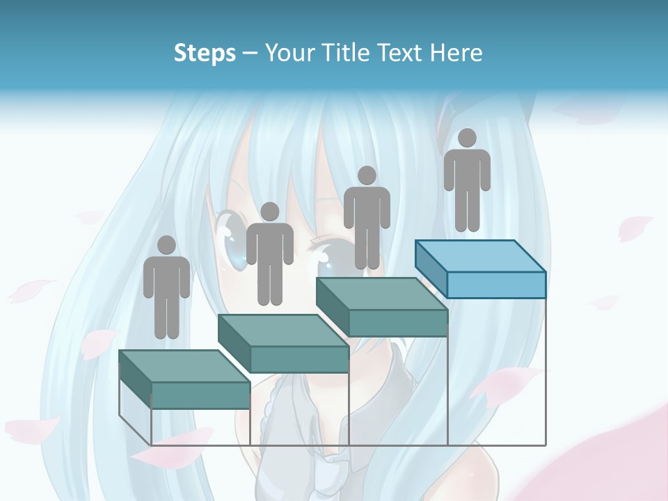 A Anime Girl With Blue Hair And Blue Eyes PowerPoint Template