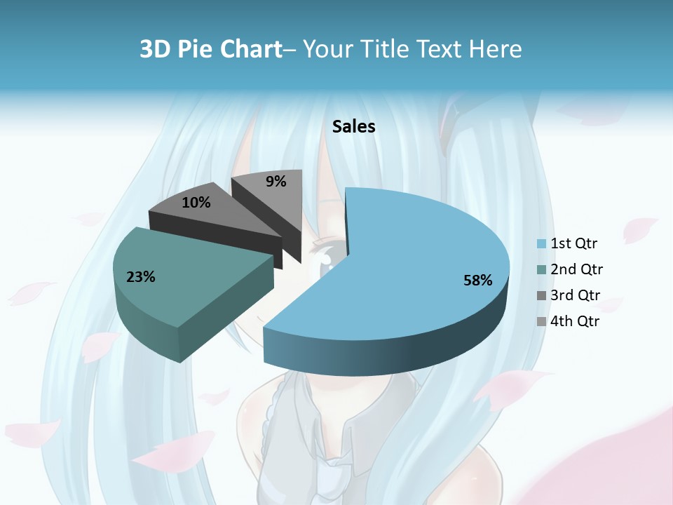 A Anime Girl With Blue Hair And Blue Eyes PowerPoint Template